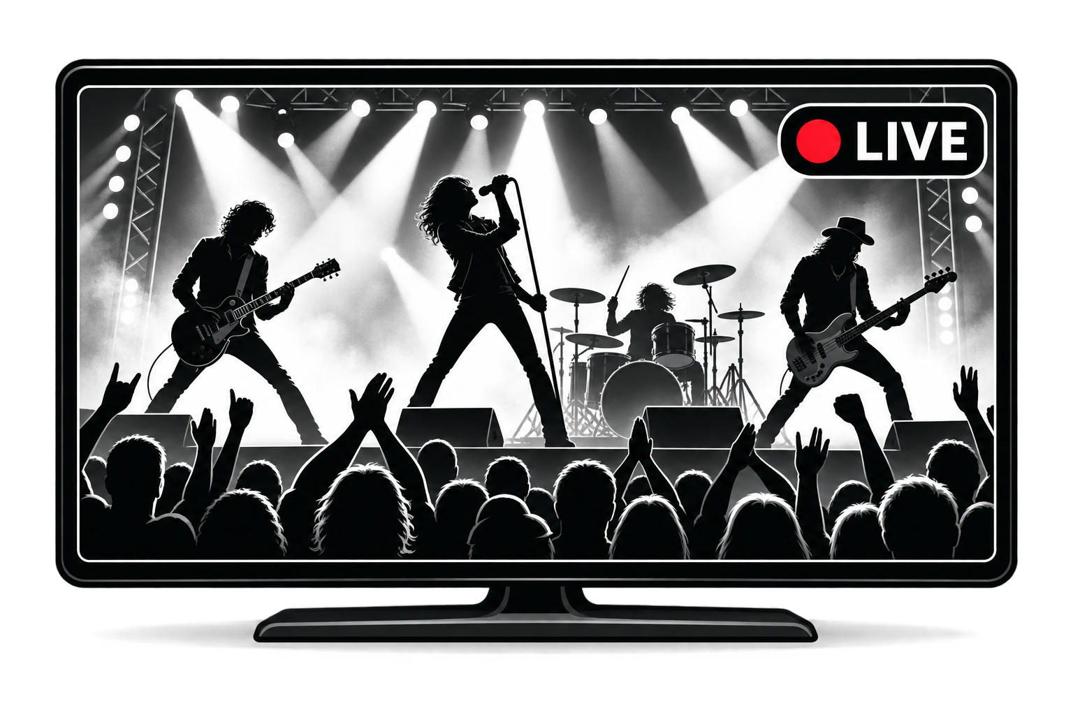 A live band performing inside a television broadcast